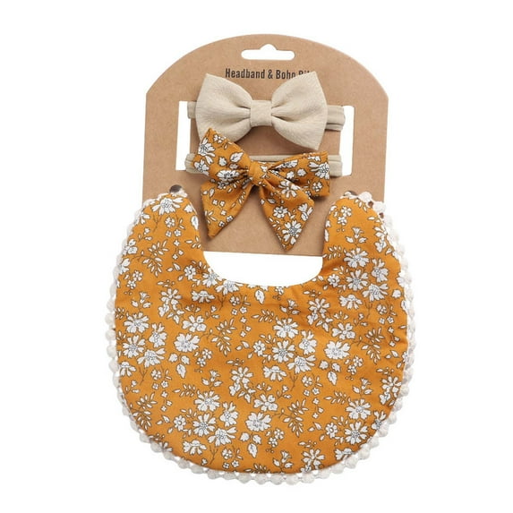 FAMTKT Toddler Baby Bandana Drool Bibs for Boys Girls Newborn, Baby Plaid Print Linen Cotton Double Sided Saliva Headband Set