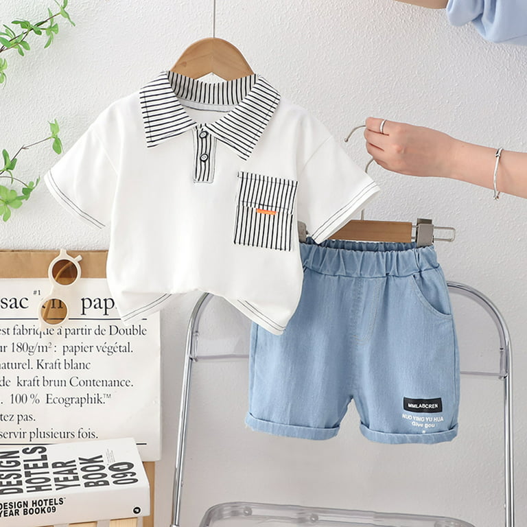 Shldybc Toddler Baby Boy Girl Clothes Solid Short Sleeve T-Shirt Tops  Shorts Pants Unisex 2Pcs Summer Outfits Set, Baby Boy Clothes on Clearance(  4-5 Years, White ) 