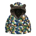 thumbnail image 1 of Shldybc Toddler Baby Boys Girls Hooded Jackets Flower Print Plush Coat Cute Winter Warm Zip Up Fleece Lined Coat Clothes Outerwear Outfit( Green, 2-3 Years ), 1 of 8