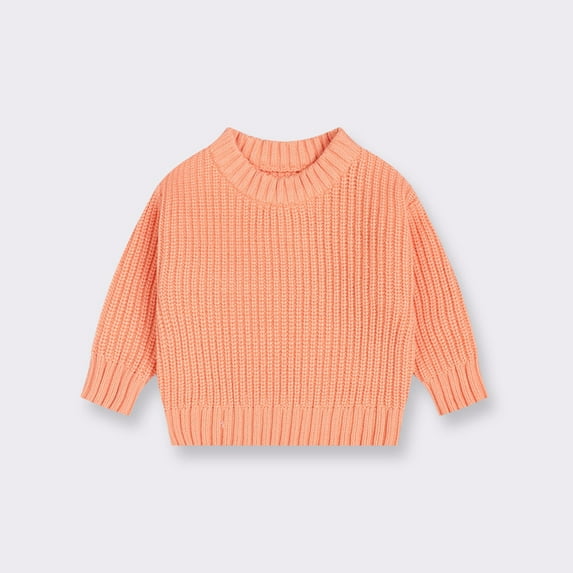 Up to 50% off Shldybc Toddler Baby Boys Girls Knit Sweater Warm Sweatshirt Cute Solid Color Long Sleeve Pullover Top Cute Winter Thick Casual Keep Warm Sweater( Orange, 9-12 Months )