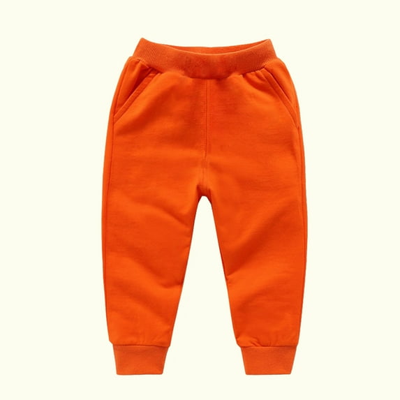 Shldybc Toddler Baby Boys Girls Sweatpants Candy Color Solid Color Leggings Casual Kids Sport Joggers Casual Active Athletic Pants( Orange, 6-7 Years )