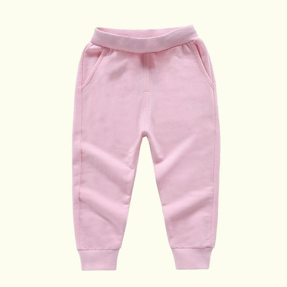 Shldybc Toddler Baby Boys Girls Sweatpants Candy Color Solid Color Leggings Casual Kids Sport Joggers Casual Active Athletic Pants( Pink, 5-6 Years )