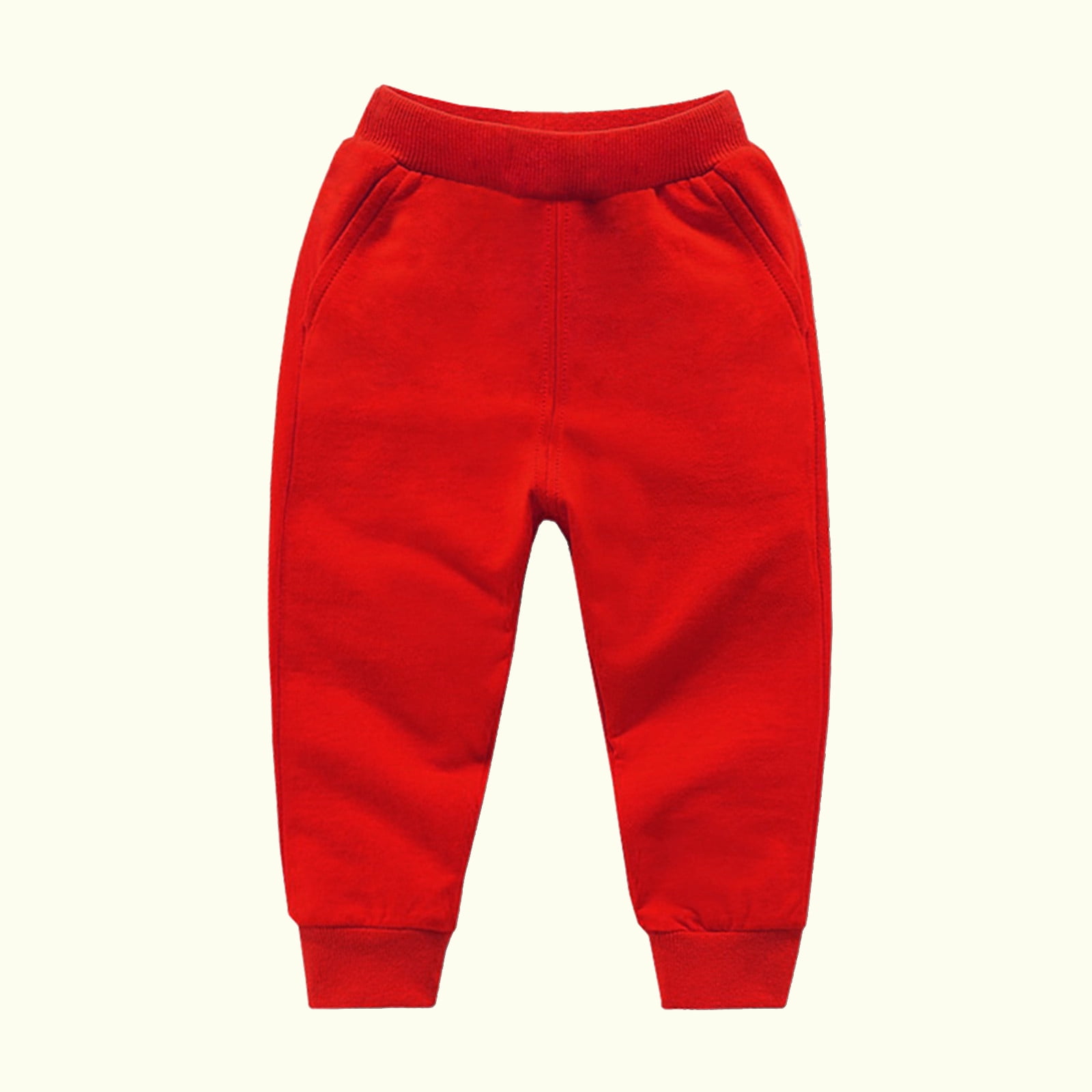 Shldybc Toddler Baby Boys Girls Sweatpants Candy Color Solid Color Leggings  Casual Kids Sport Joggers Casual Active Athletic Pants( Red, 12-18 Months )  
