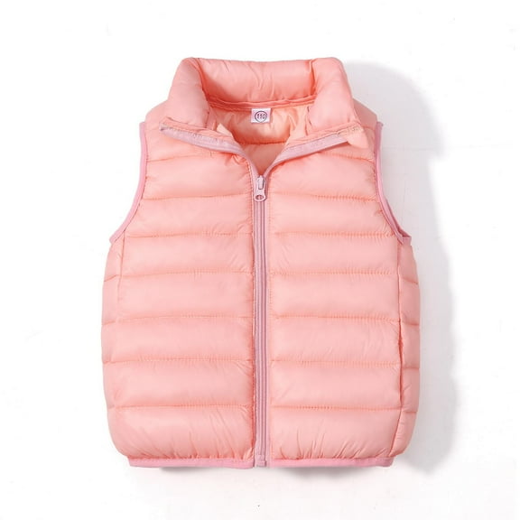 Shldybc Toddler Baby Boys Girls Vest Sleeveless Waistcoat Warm Puffer Jacket Outwear with Zipper Snowsuit Winter Coat( Watermelon Red, 2-3 Years )