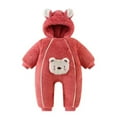 thumbnail image 1 of FAMTKT Toddler Baby Girl Boy Romper Jumpsuit Pajama Infant Long Sleeve Hooded Plush Bodysuit Playsuit Fall Winter Outfits, 1 of 2