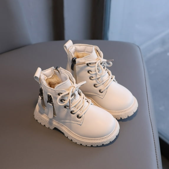 Shldybc Toddler Babys Boys Girls Hiking Boots Waterproof Leather Non Slip Lace Up Outdoor Work Ankle Winter Snow Boots(Toddler/Little Kid) Merry Christmas!