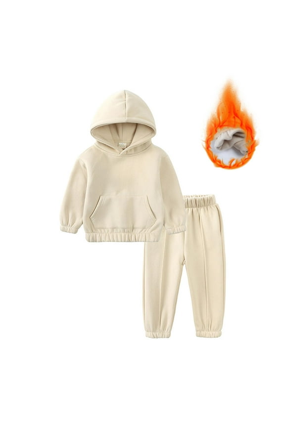 Toddler Boys Girls Sweatsuit Hooded Pullover Tracksuit Jogging Pants Set 2 Pieces Warm Matching Pjs Sleepwear Set Tops+Pants Outfits Sleepwear, Baby Boys Casual Outfit Sets