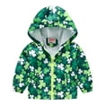 thumbnail image 1 of FAMTKT Toddler Cartoon Print Zip Jacket Hooded Lightweight Jacket Baby Casual Outwear, Baby Coat( 2-3 Years, Green ), 1 of 8