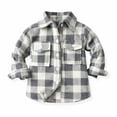 thumbnail image 1 of FAMTKT Toddler Flannel Shirt Jacket Plaid Long Sleeve Lapel Button Down Shacket Kids Boys Girls Shirts Coats Fall Tops, Baby Coat( 7-8 Years, Gray ), 1 of 8