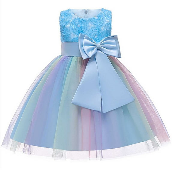 FAMTKT Toddler Girl Summer Sleeveless Bow Princess Dress Tutu Party Wedding Birthday Dresses Girls Skirt Party formal Dress Mesh Lace Dress
