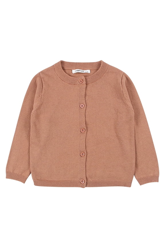 Toddler Girl&boy Baby Infant Kids Autumn and Winter Sweater Candy Color Cardigan Solid Color Small Cardigan Children's Sweater, Warehouse ( 5-6 Years, Coffee )
