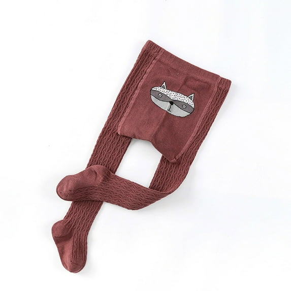 FAMTKT Toddler Girls Children's Pantyhose Cute Cartoon Pictures Non-slip Keep Warm Pantyhose Baby Socks Bottoming Socks, Tights for Girls( 0-12 Months, Brown )