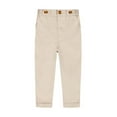 thumbnail image 1 of FAMTKT Toddler Kids Big Boy Fashion Cute Solid Color Stripe Casual School Uniform Suit Pants Trousers, Boys Uniform Pants( 5-6 Years, Khaki ), 1 of 1