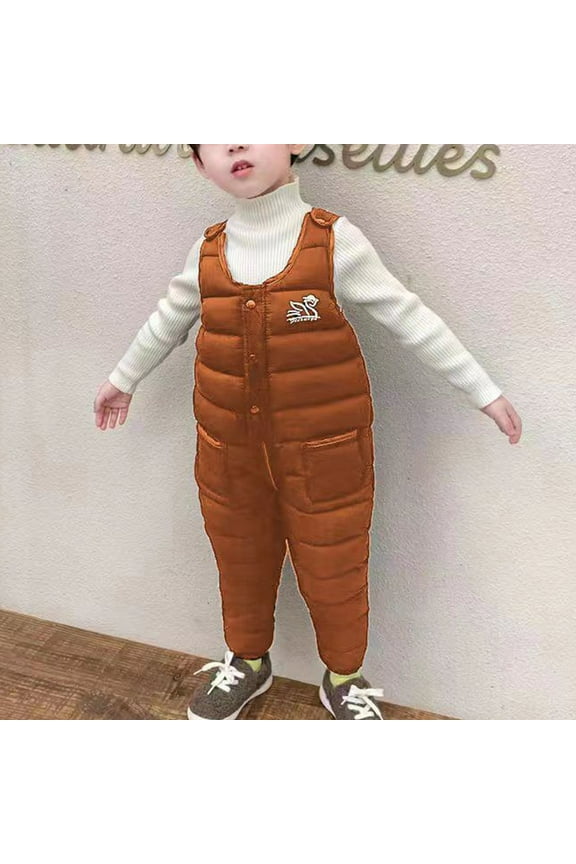 Shldybc Toddler Kids Boys Girls Winter Down Cotton Pants Unisex Warm Snow Overall Sleeveless Jumpsuit Down Trousers Snow Pants