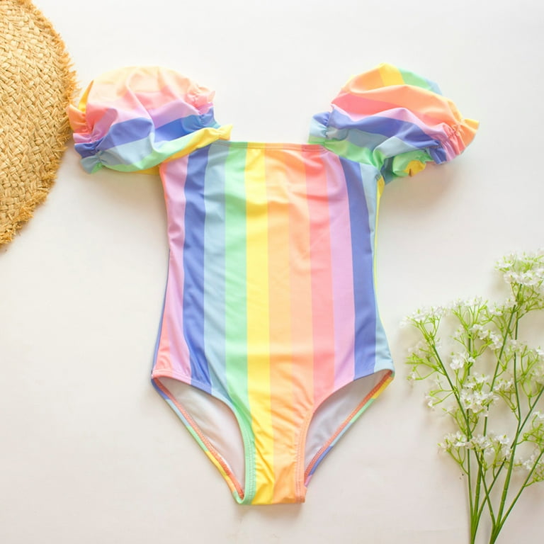 Shldybc Toddler Kids Girls Fashion Cute Rainbow Stripe Print