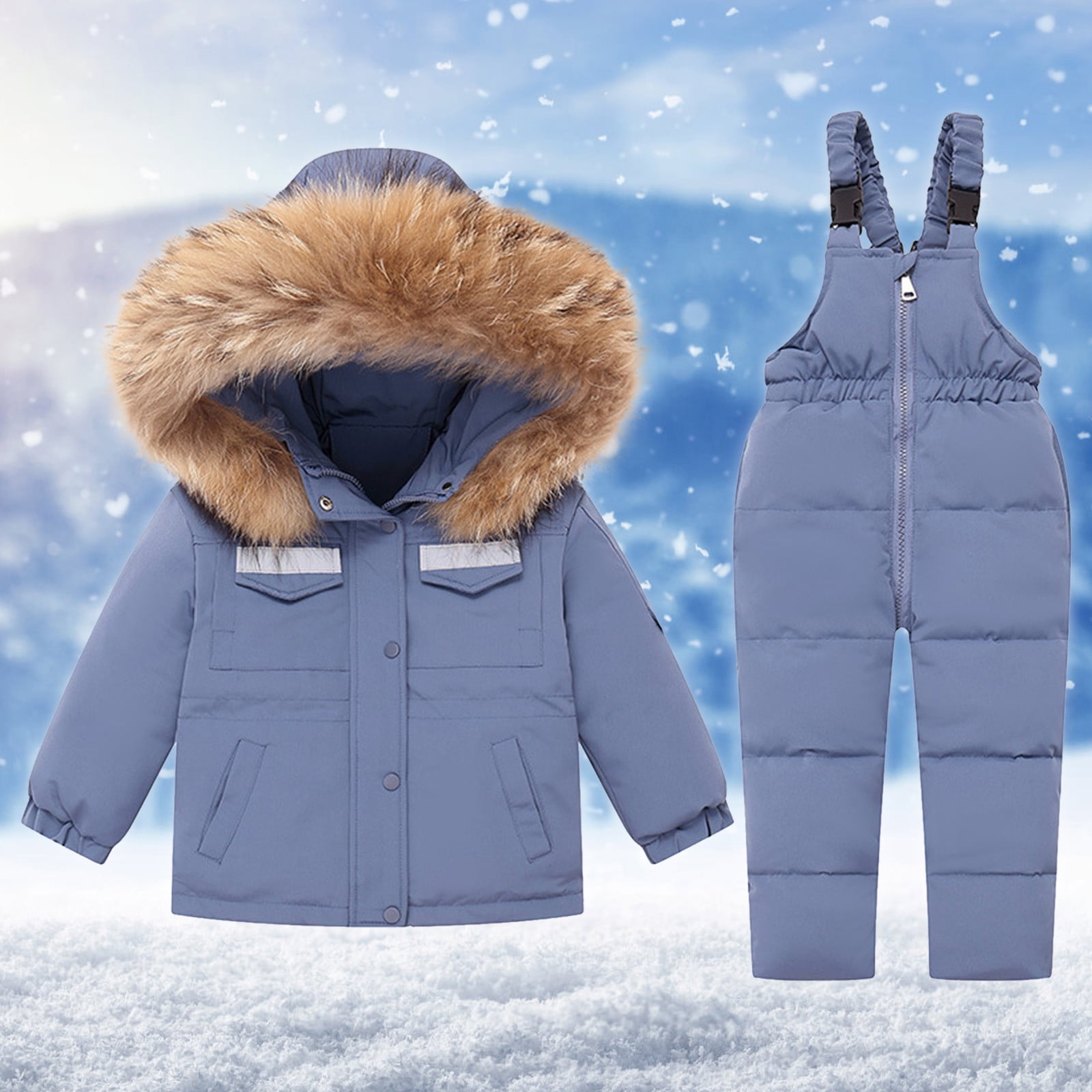 Shldybc Tollder Kid Boy Girl Winter Hooded Ski Jacket and Pants Suits