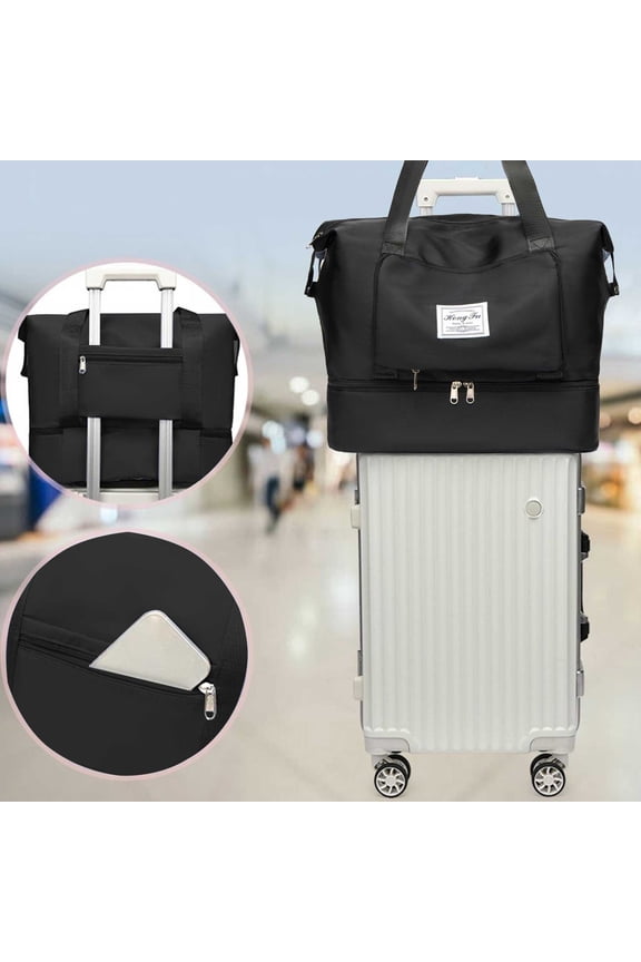 FAMTKT Travel Duffel Bag Sports Gym Bag with Separate Shoe Compartment Folding Organizer Bag Sport Duffel Bag Tote Bag