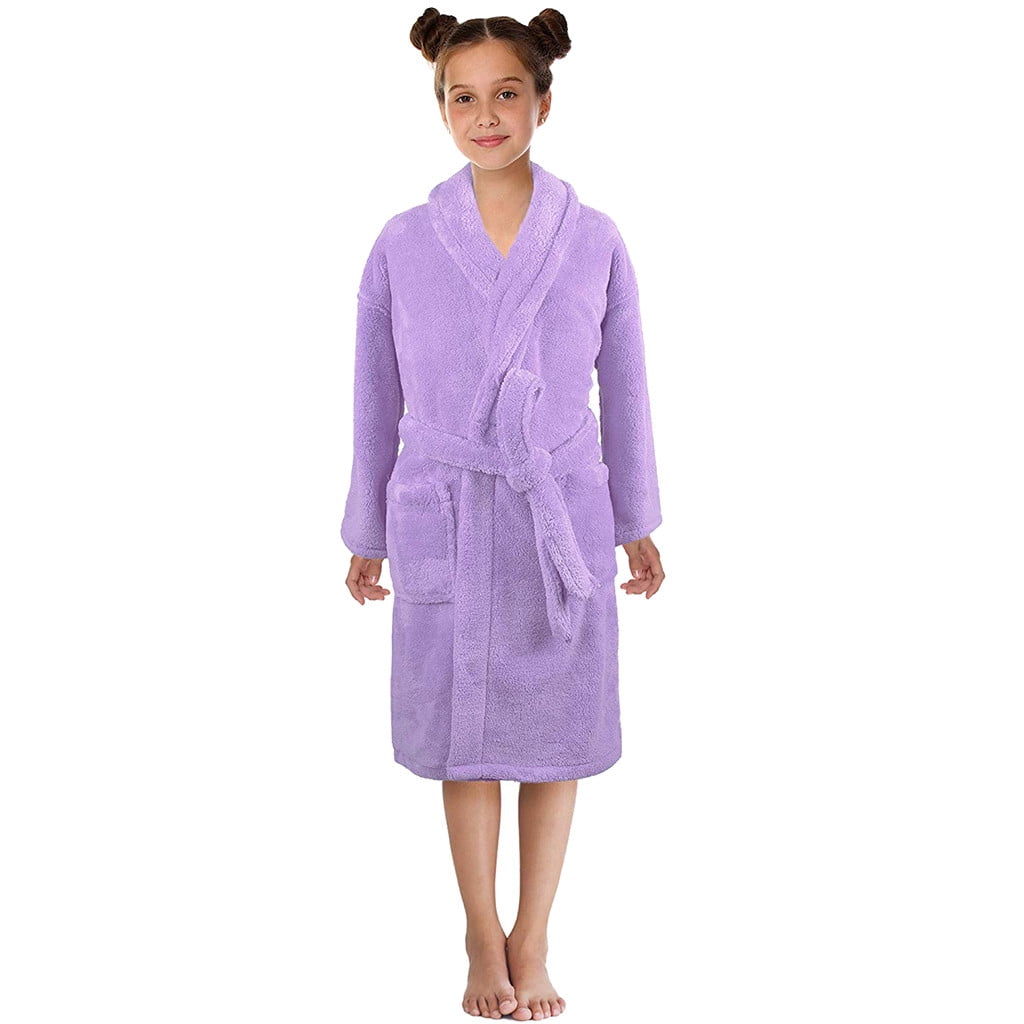 Shldybc Unisex Baby Hooded Bathrobe Kids Flannel Pajamas Dressing Gown