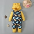 thumbnail image 1 of FAMTKT Unisex Newborn Infant Onesies Baby Boy Girl Rompers Long Sleeve Hooded Jumpsuit Toddler Fall Winter Clothes, Baby Rompers( Yellow, 12-18 Months ), 1 of 8