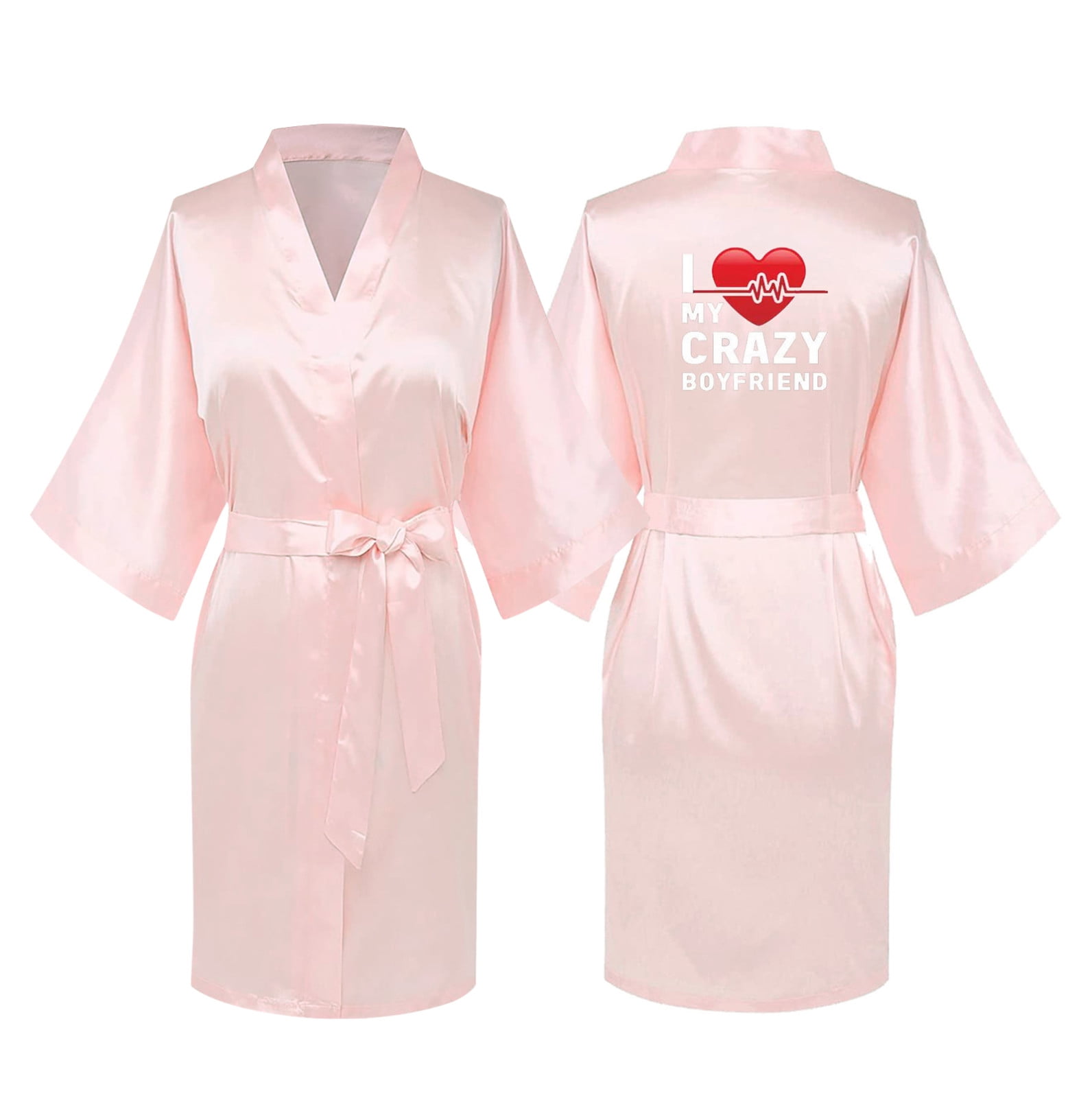 Shldybc Valentine's Day Gift Pinks Satin Wedding Robes Bride and Groom ...