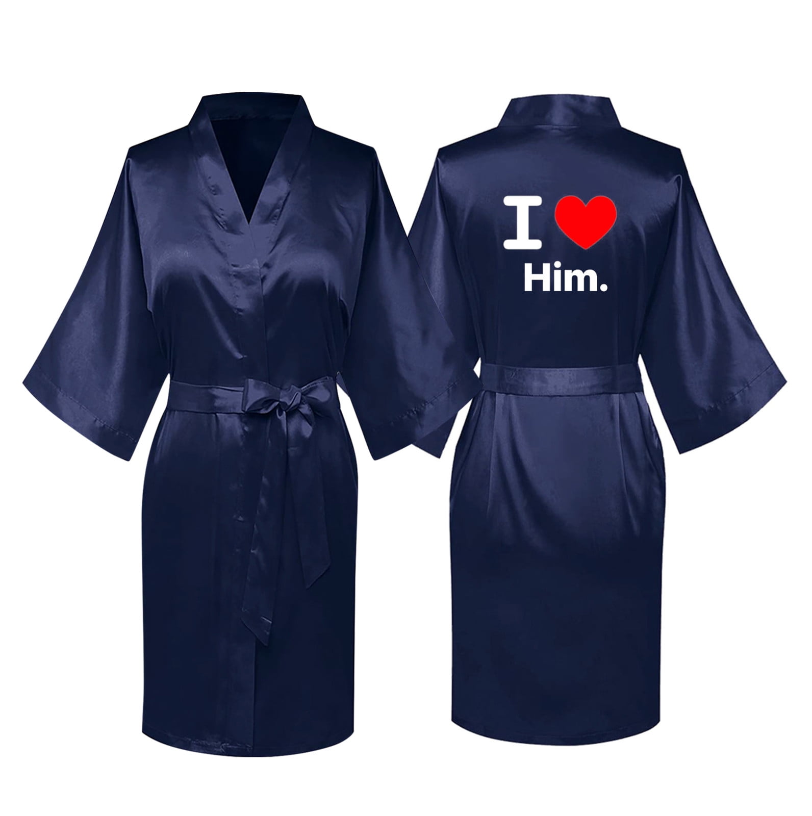 Shldybc Valentine's Day Gift Satin Wedding Robes Bride and Groom, His Her Robes Mr Couple Robes