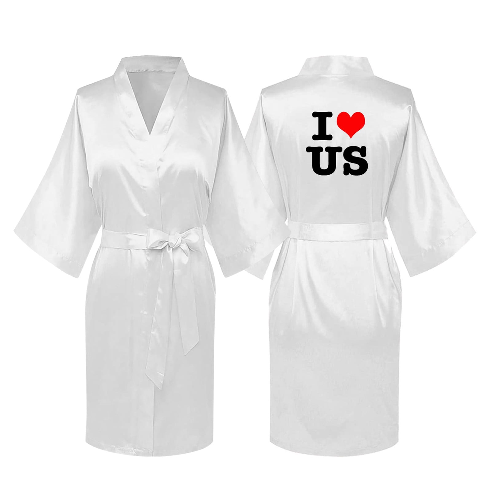 Shldybc Valentine's Day Gift White Satin Wedding Robes Bride and Groom ...