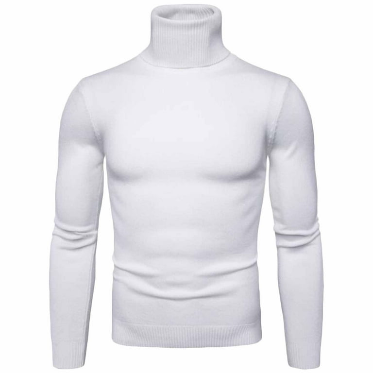 Shldybc White Men s Turtleneck Sweater Long Sleeve Basic Turtle Neck Undershirt Lightweight Thermal Pullover Sweater Pullover Sweater Thermal
