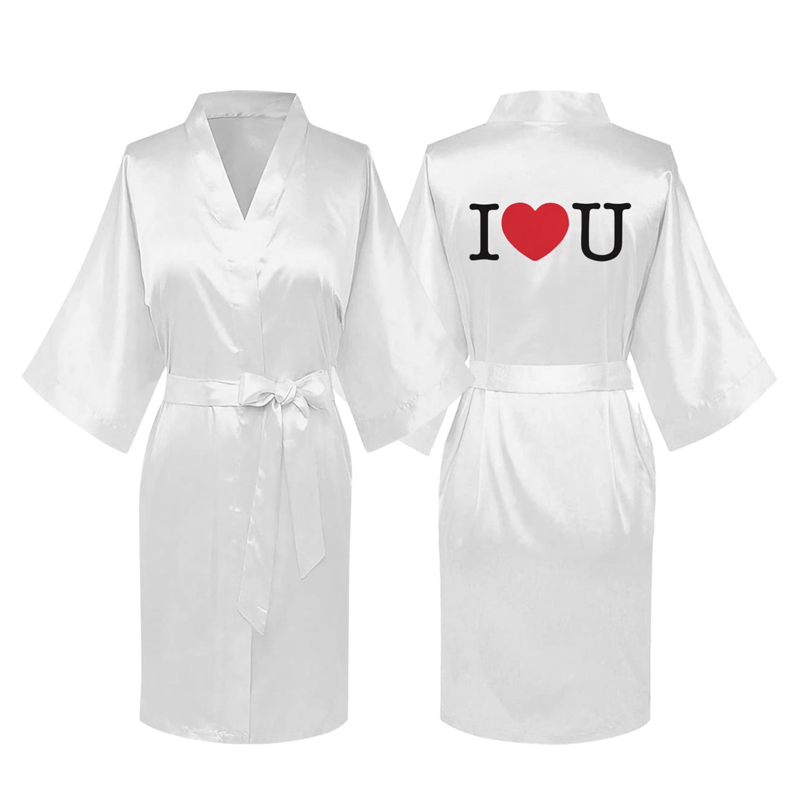 Shldybc White Silk Robes for Women Men Spa Robe Couples His and Hers