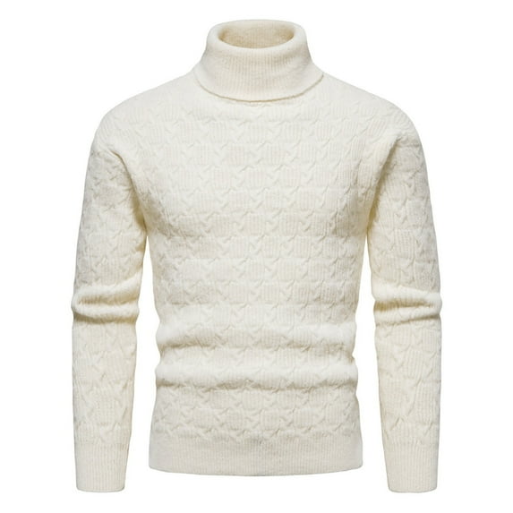 Shldybc White Turtleneck Men Long Sleeve Shirts Slim Thermal Turtleneck for Men Basic Lightweight Pullover Sweater Thermal Underwear Top Merry Christmas