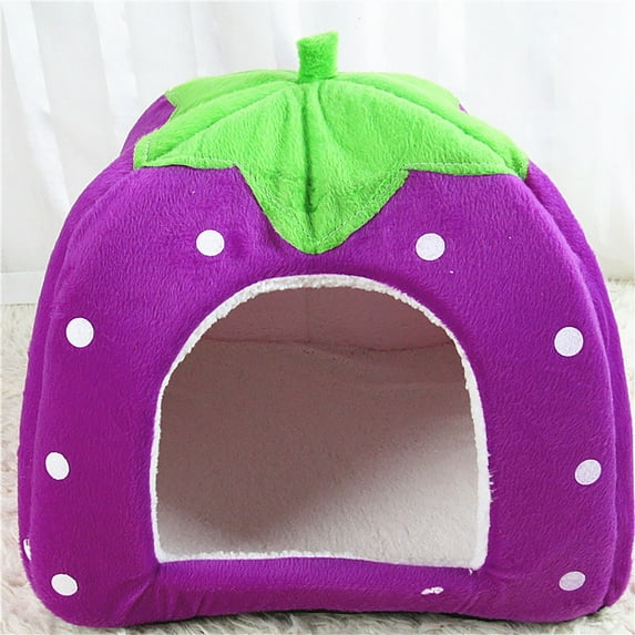 Shldybc Winter Indoor Cat House Cat House Padded Cat House Folding Yurt Strawberry Tent(31 * 31 * 33cm, Pink)