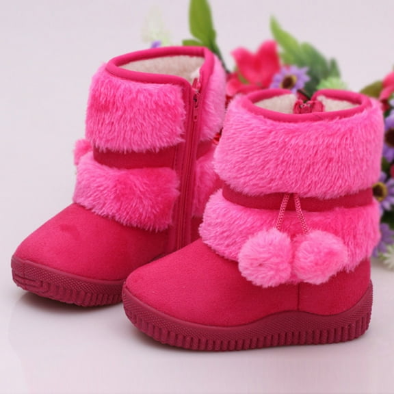 FAMTKT Winter Snow Boots for Boy and Girl Outdoor Shoes Non Slip Booties with Side Zipper