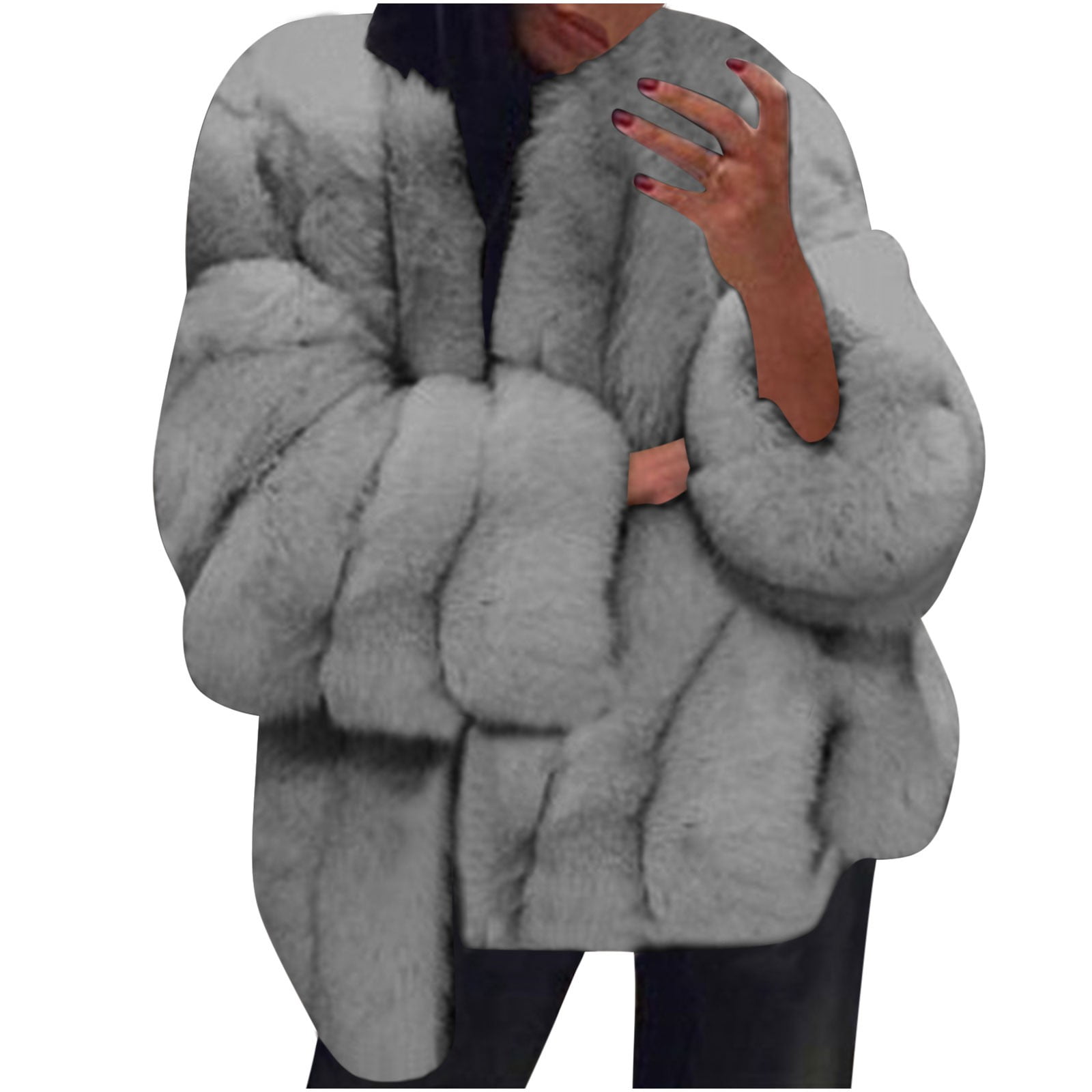 Shldybc Women Faux Furs Winter Coat Jacket Luxury Faux Furs Coat Slim