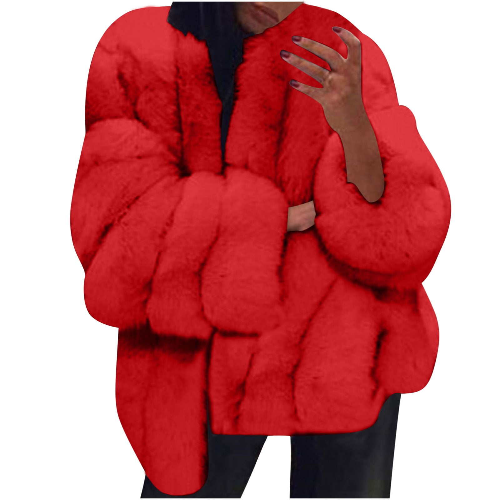 Shldybc Women Faux Furs Winter Coat Jacket Luxury Faux Furs Coat Slim