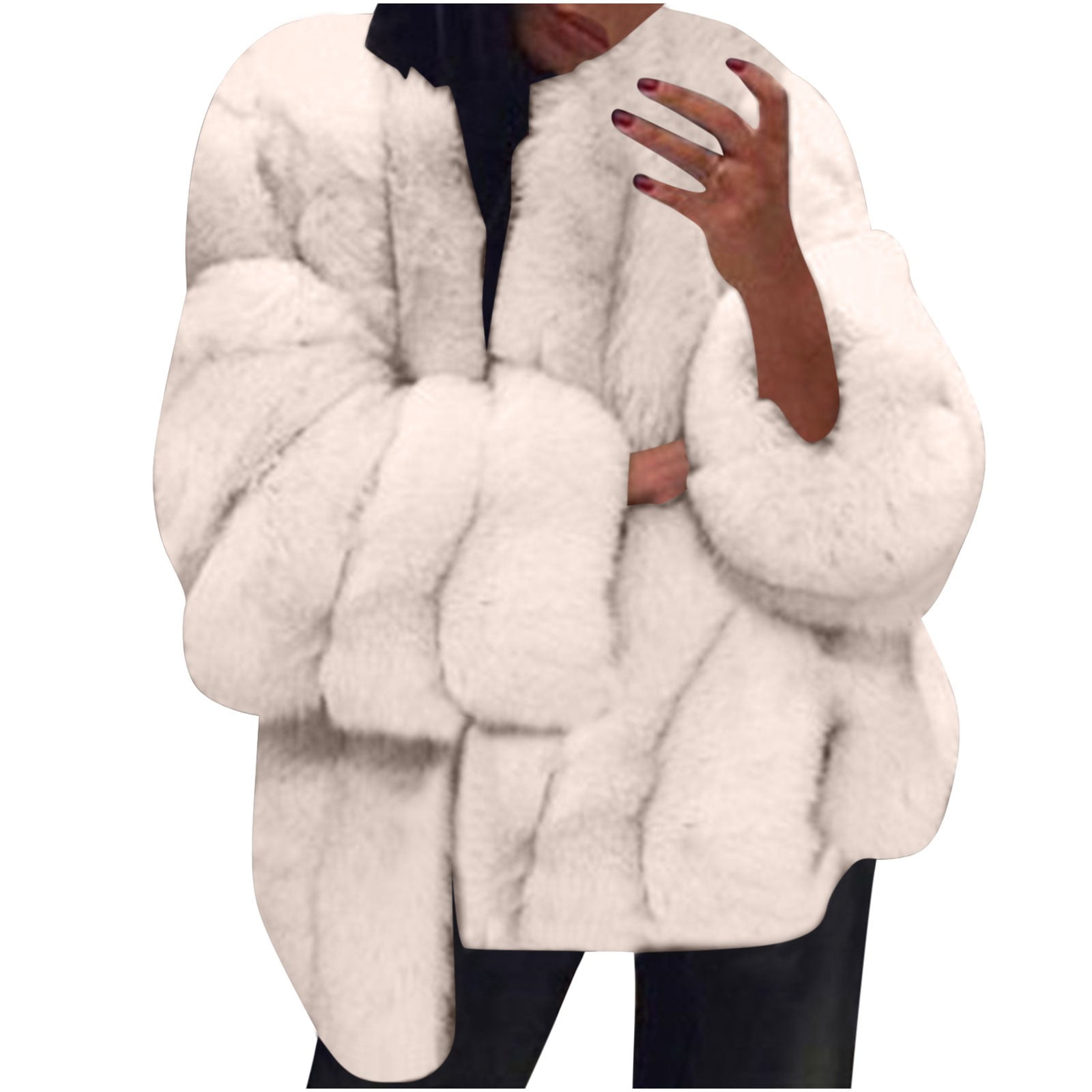 Shldybc Women Faux Furs Winter Coat Jacket Luxury Faux Furs Coat Slim