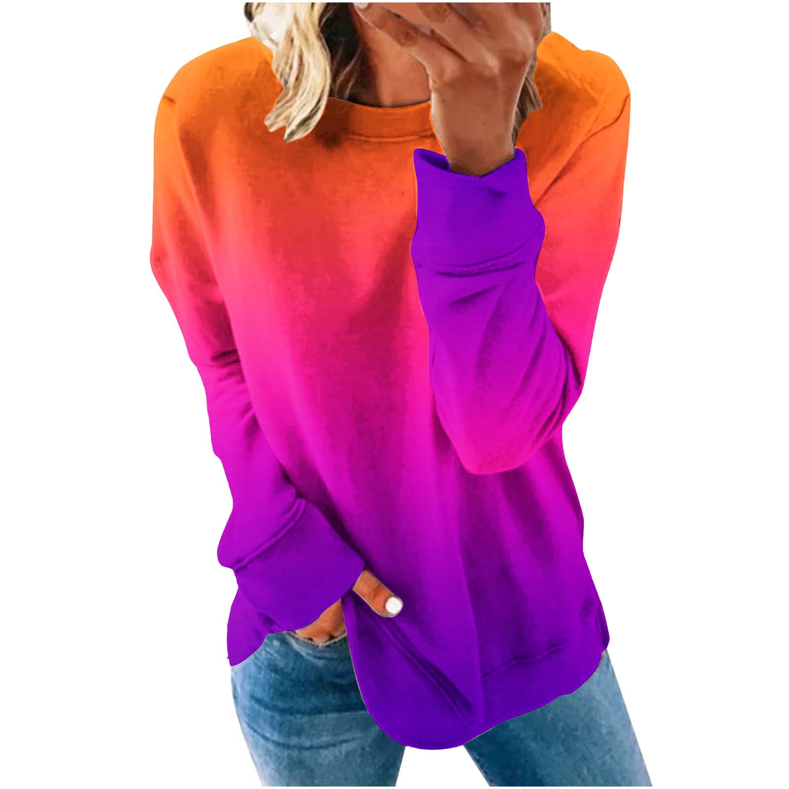 Shldybc Women Long Sleeve Christmas Printed Sweatshirt Autumn and