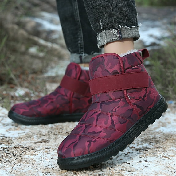 FAMTKT Women Snow Boots Winter Shoes with Plus Velvet Warm Slip On Boots for Women Water Proof Booties Comfortable Outdoor Shoes