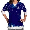 thumbnail image 1 of Shldybc Women's Christmas Scrubs Tops Costume V-Neck Short Sleeve Nursing Uniform Xmas Tree Printed Workwear Holiday Casual Graphic Tees Blouse Scrubs Tops with Pockets-Blue - Fall/Winter Clearance, 1 of 1