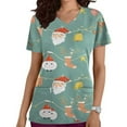 thumbnail image 1 of Shldybc Women's Christmas Scrubs Tops Costume V-Neck Short Sleeve Nursing Uniform Xmas Tree Printed Workwear Holiday Casual Tees Blouse Scrubs Tops with Pockets-Army Green - Fall/Winter Clearance, 1 of 1