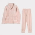thumbnail image 1 of Shldybc Women's Lounge Sets 2 Piece Outfits Winter Warm Comfy Thickened Pajamas Sets Long Sleeve Button Fleece Sweatshirt and Pants Suit, 1 of 9