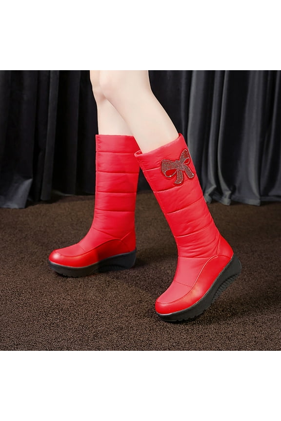 FAMTKT Women's Mid-Calf Winter Snow Boots Warm Thick Down Snow Boots Comfortable Outdoor Booties Shoes for Women