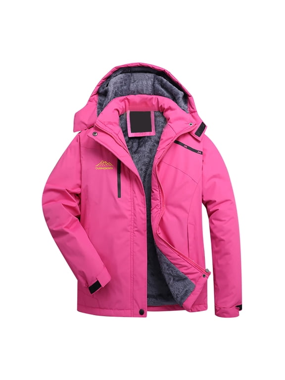 Women's Mountain Water Windproof Ski Jacket Windproof Rain Jacket Winter Warm Hooded Coat-Red - Fall/Winter Clearance