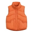 thumbnail image 1 of Shldybc Women's Padded Vests High Stand Collar Lightweight Zip Crop Puffer Gilet Warm Outerwear Lightweight Fall Winter Coat Jacket-Orange - Fall/Winter Clearance, 1 of 2