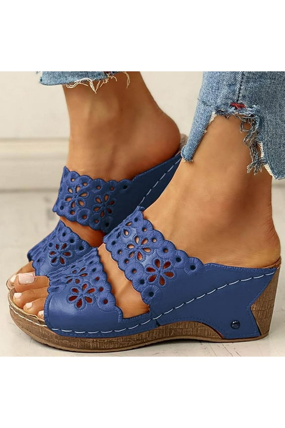 FAMTKT Women's Platforms Sandals Womens Sandals Wedges Sandals Summer Casual High Heels Open Toe Sandals Roman Slippers