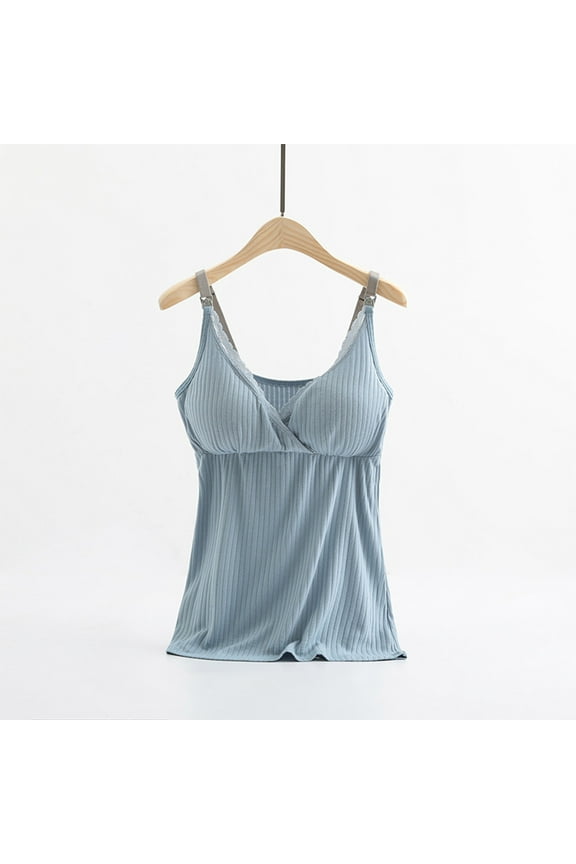 Women's Round-Neck Solid Color Sleeveless Breast Feeding Pregnant Nursing Women Cami Tank Tops T-Shirt, Maternity Summer Clothes