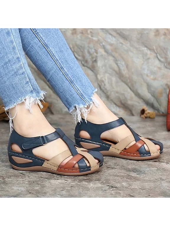 Women's Sandals Wedge Platforms Sandals Comfy Slope Shoes with Hook Outdoor Casual Sandals Shoes