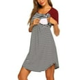 thumbnail image 1 of Shldybc Women's Short Sleeve Striped Nursing Breastfeeding Sleepwear Dress, Maternity Clothes, Summer Dress, 1 of 9