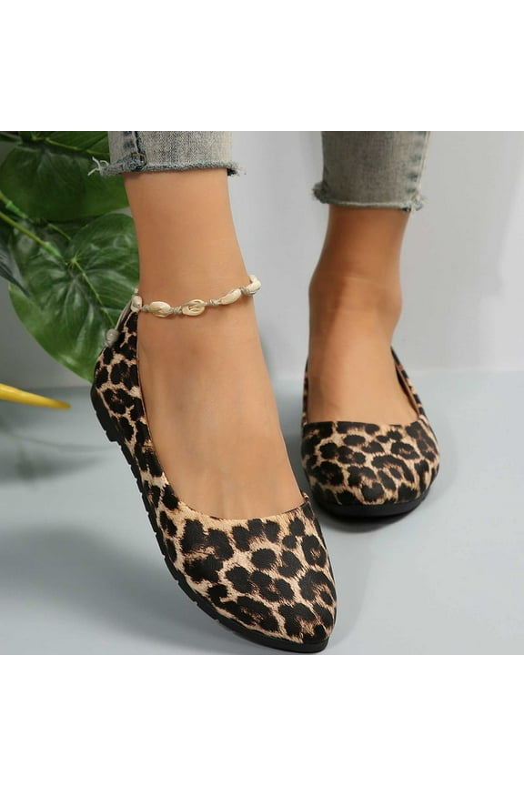 FAMTKT Women's Slip-on Loafers Casual Shoes Plus-Size Leopard Print Casual Fashion Flats Driving Walking Shoes