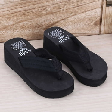 Shldybc Women's Wedge Flip-Flop High Heel Platform Slippers Summer Flat Beach Shoes Non-Slip Sandals on Clearance