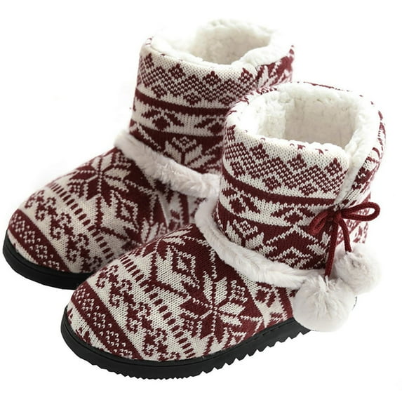 FAMTKT Women's Winter Snow Boots Soft Plush Warm Boots Home Mute Cute Soft Couple Hair Plush Ball Women Interior Boots, Women's Short Winter Boots