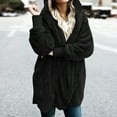 thumbnail image 1 of Shldybc Womens Fuzzy Fleece Jacket Oversized Open Front Hooded Cardigan Coats Outwear with Pockets, 1 of 7